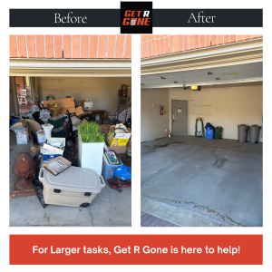 Spring Cleaning from inside a residential garage. Junk Removed by junk removal service